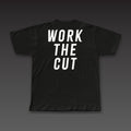 Big Back Tee in black, Work the Cut across the full back