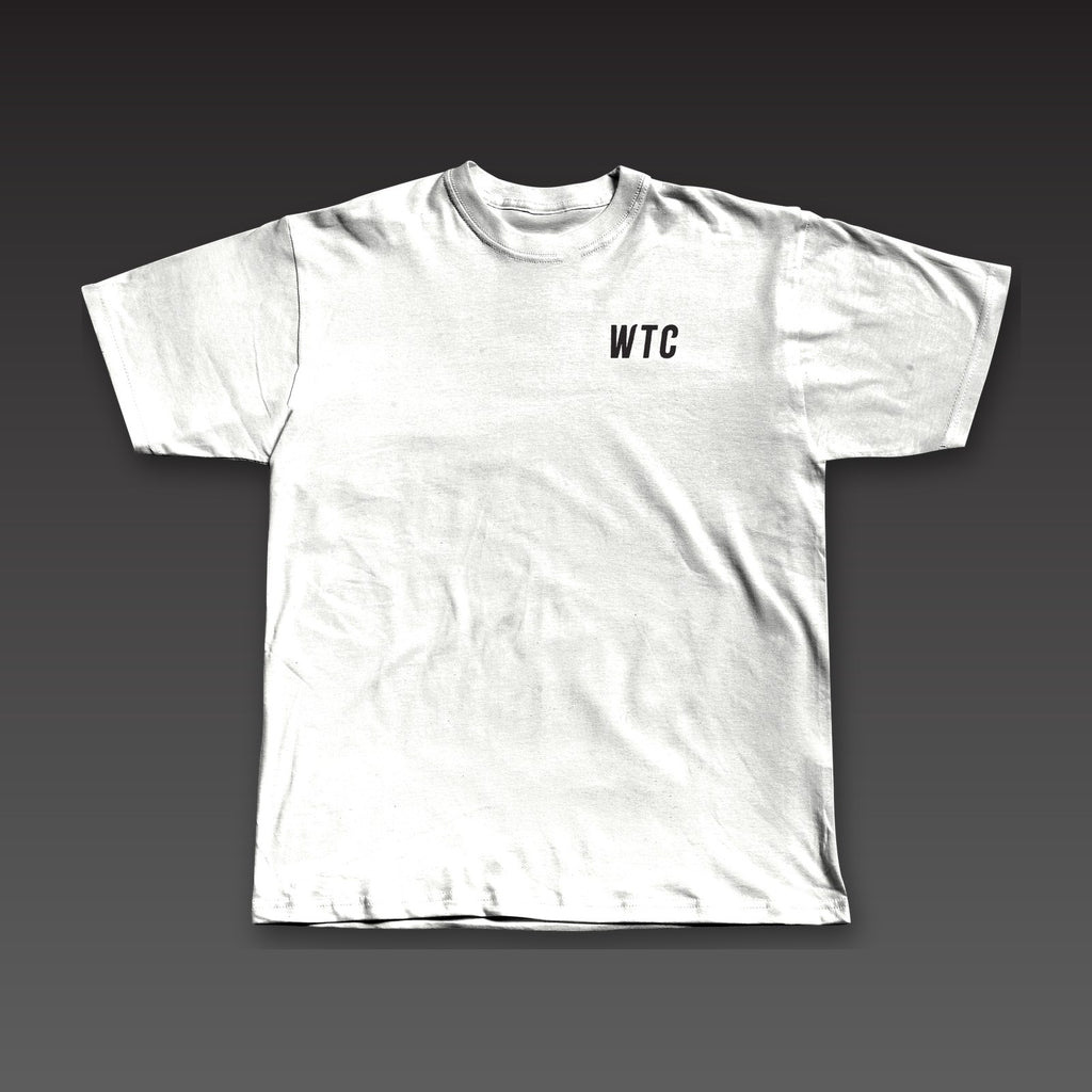 Big Back Tee in white, WTC on the left chest