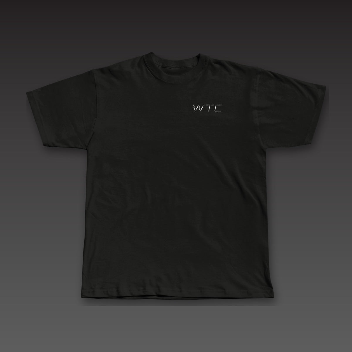 Drone Tee in black, dotted WTC on the left chest