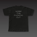 Drone Stack Tee in black, the full phrase stacked in dotted letters across the back