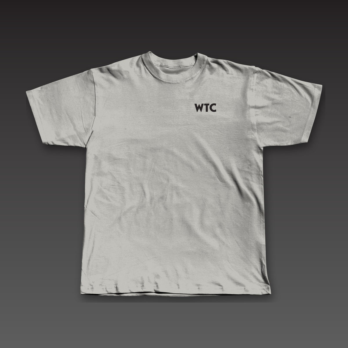 Geometric Tee in athletic grey, geometric WTC on the left chest