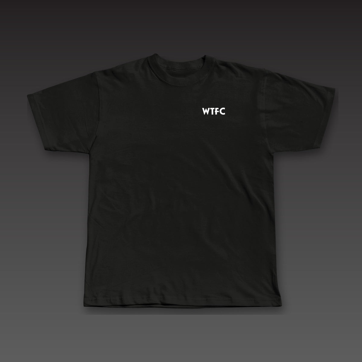 Geometric Spine Tee in black, geometric WTFC on the left chest