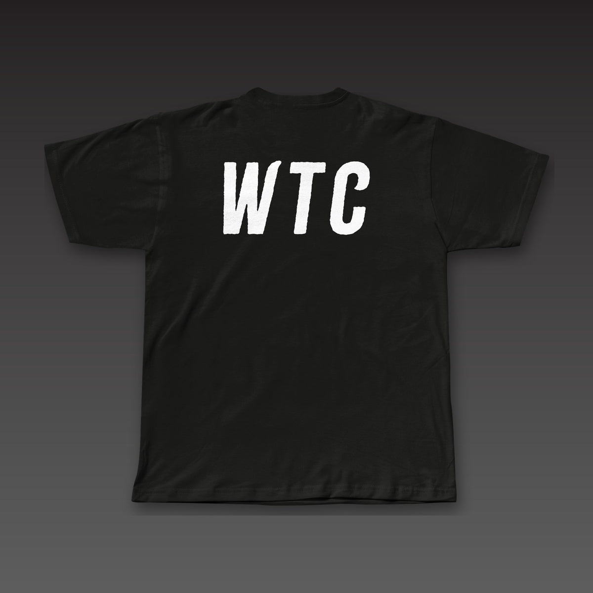 WTC Twice Tee in black, WTC across the full back